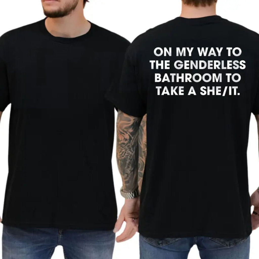 Funny Restroom Humor Political Satire Menswear Graphic T-Shirt