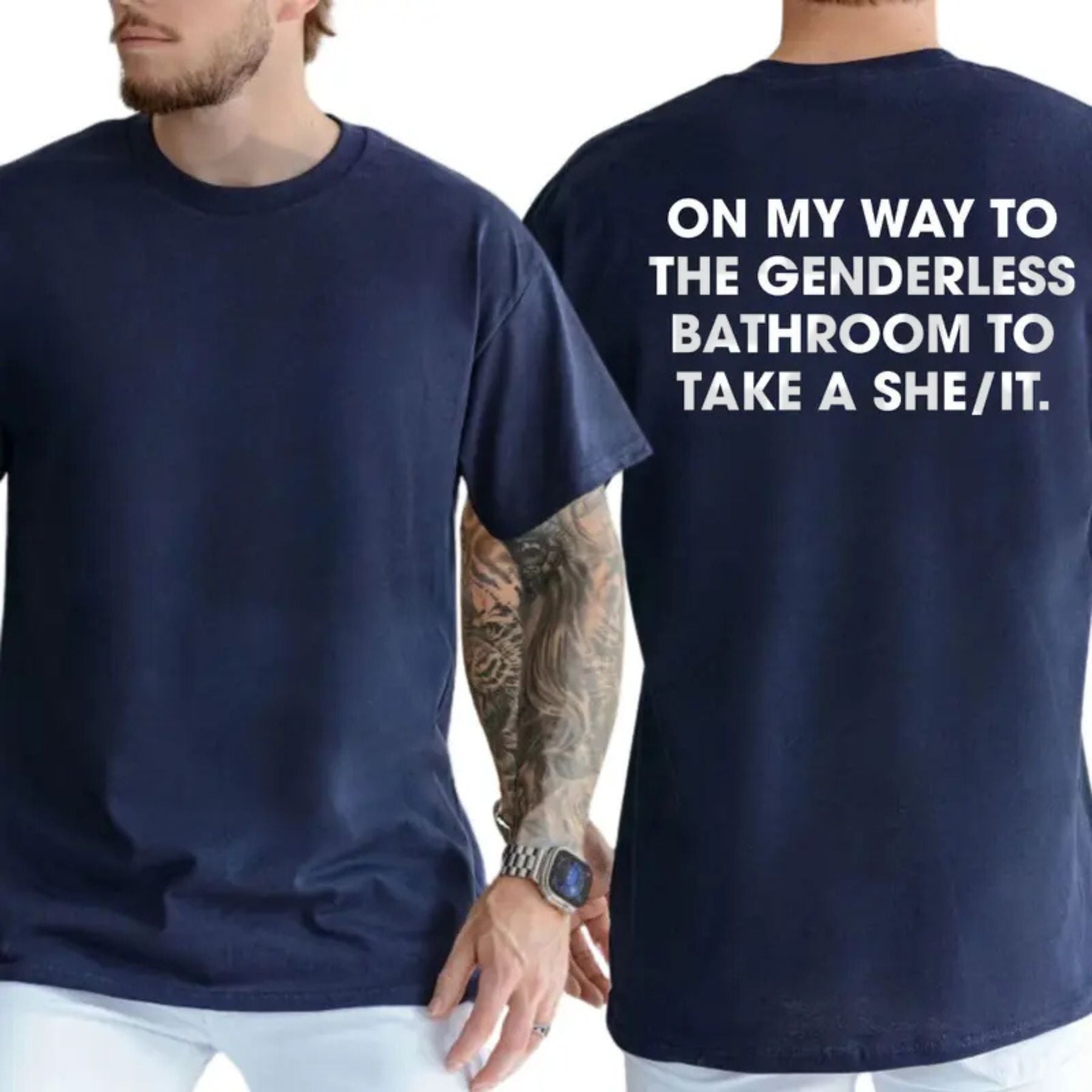 Funny Restroom Humor Political Satire Menswear Graphic T-Shirt