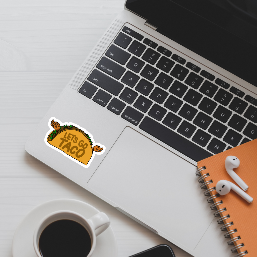 Let's Go Taco Sticker | TACO Trump Funny Vinyl Decal | Let Go Brandon Parody | 4x2 in | Water-Resistant Political Sticker