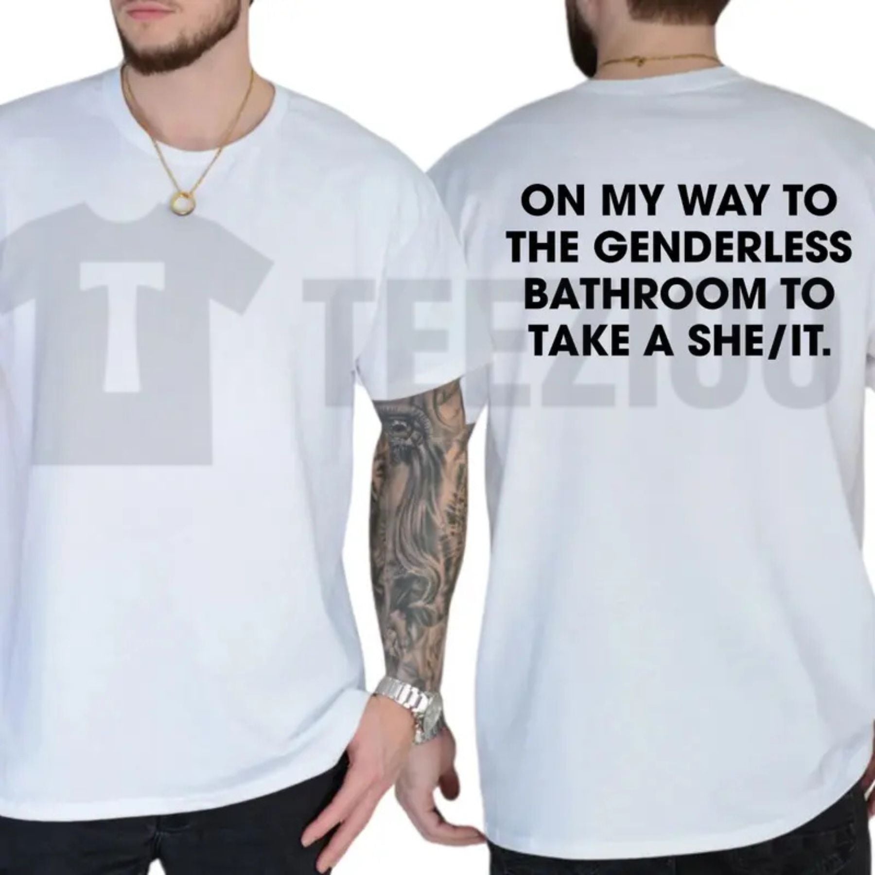 Funny Restroom Humor Political Satire Menswear Graphic T-Shirt