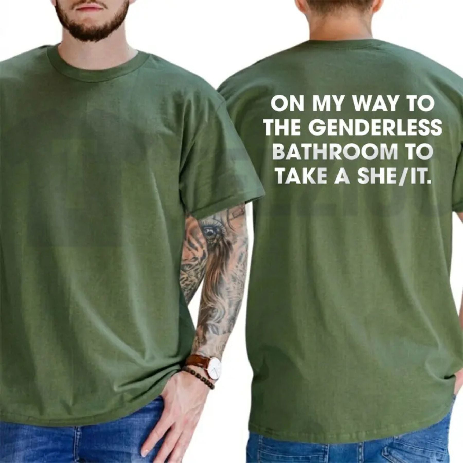 Funny Restroom Humor Political Satire Menswear Graphic T-Shirt