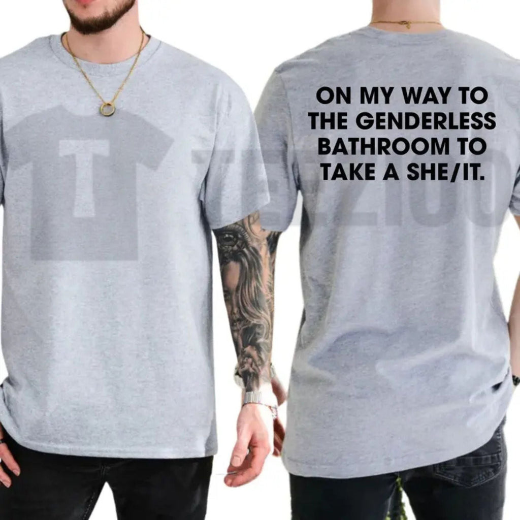 Funny Restroom Humor Political Satire Menswear Graphic T-Shirt