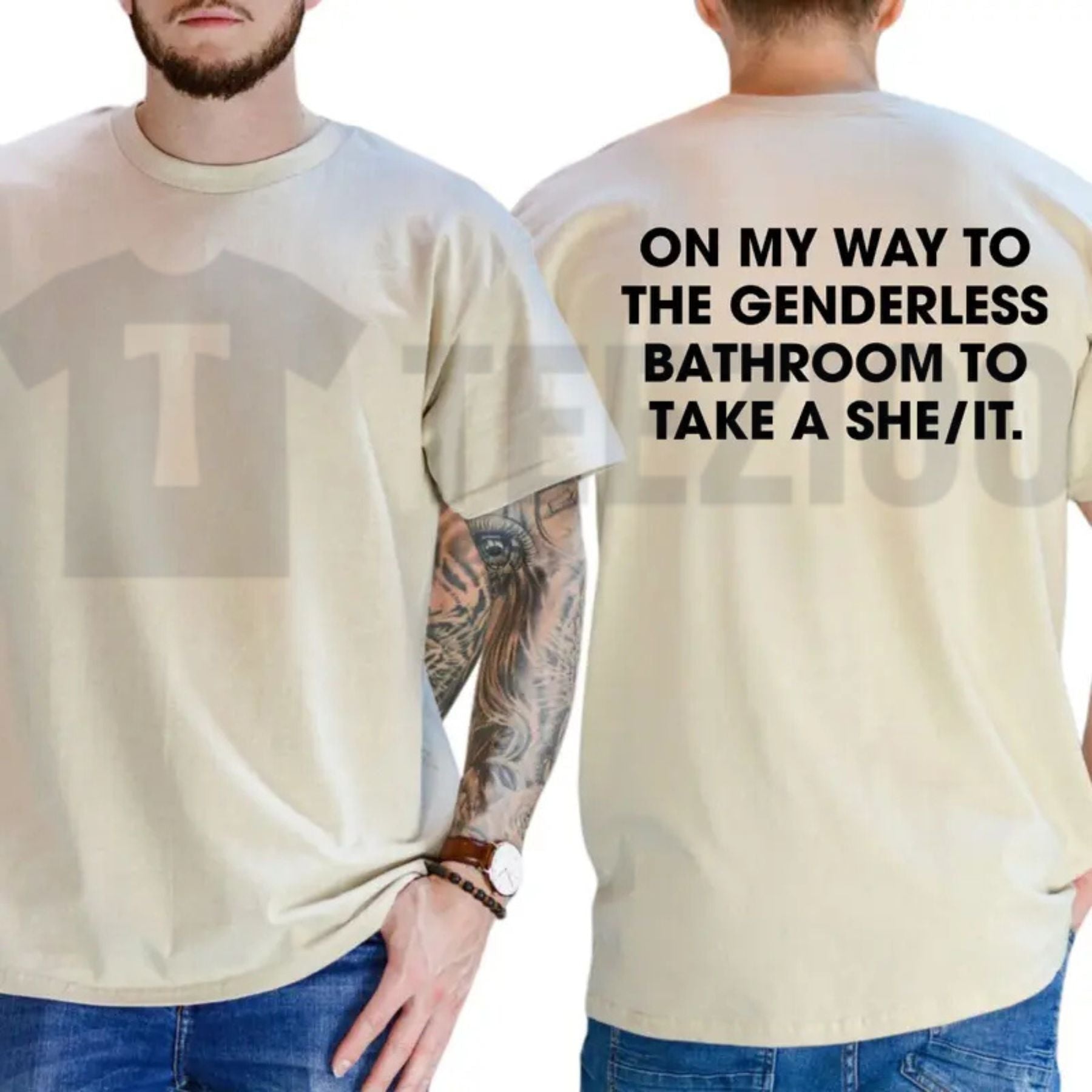 Funny Restroom Humor Political Satire Menswear Graphic T-Shirt