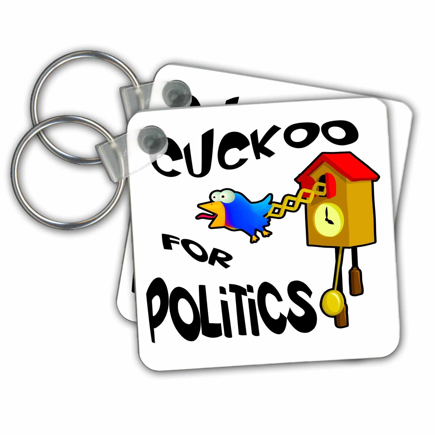 3dRose Key Chains Funny Cuckoo For Politics Bird Design (kc-201173-1)
